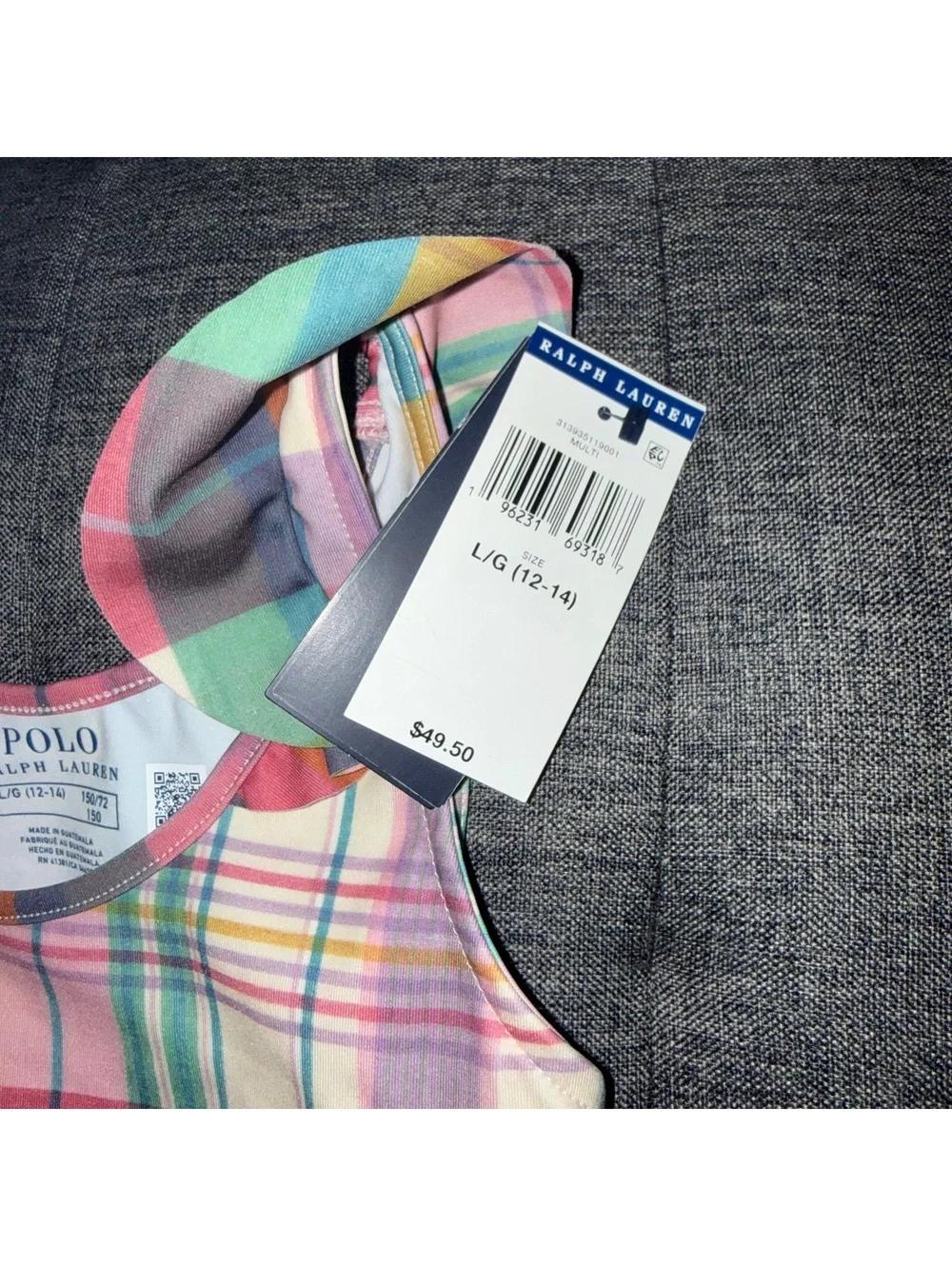 Polo Ralph Lauren Girls' Plaid Ruffle Tank Top Size L (12-14)